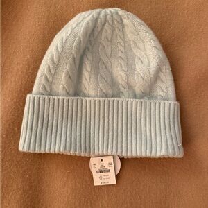 Light Blue J. crew Cashmere Cable Knit Beanie